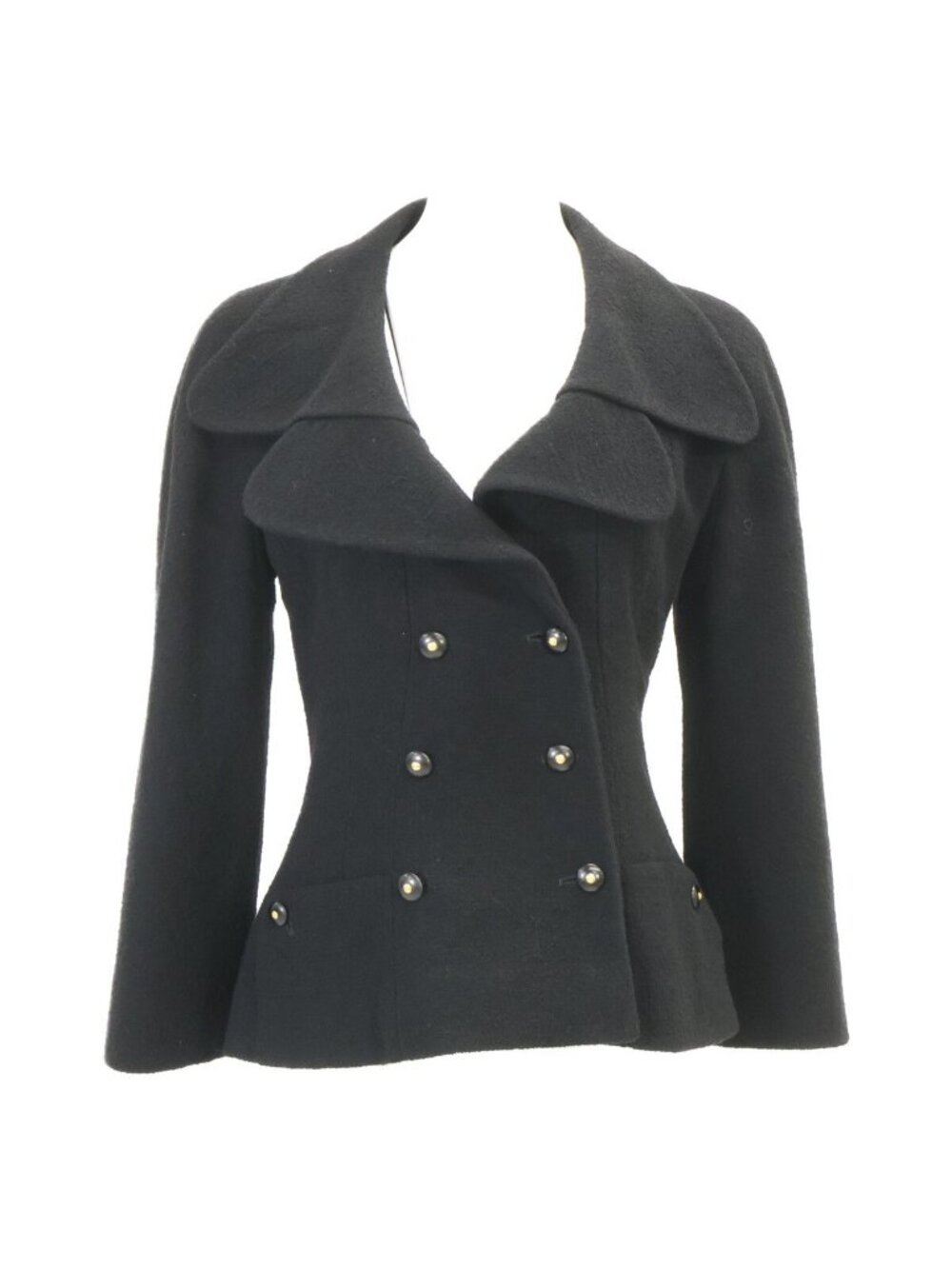 Chanel 95A Wool CC Logo Button Double Breasted Jacket 38